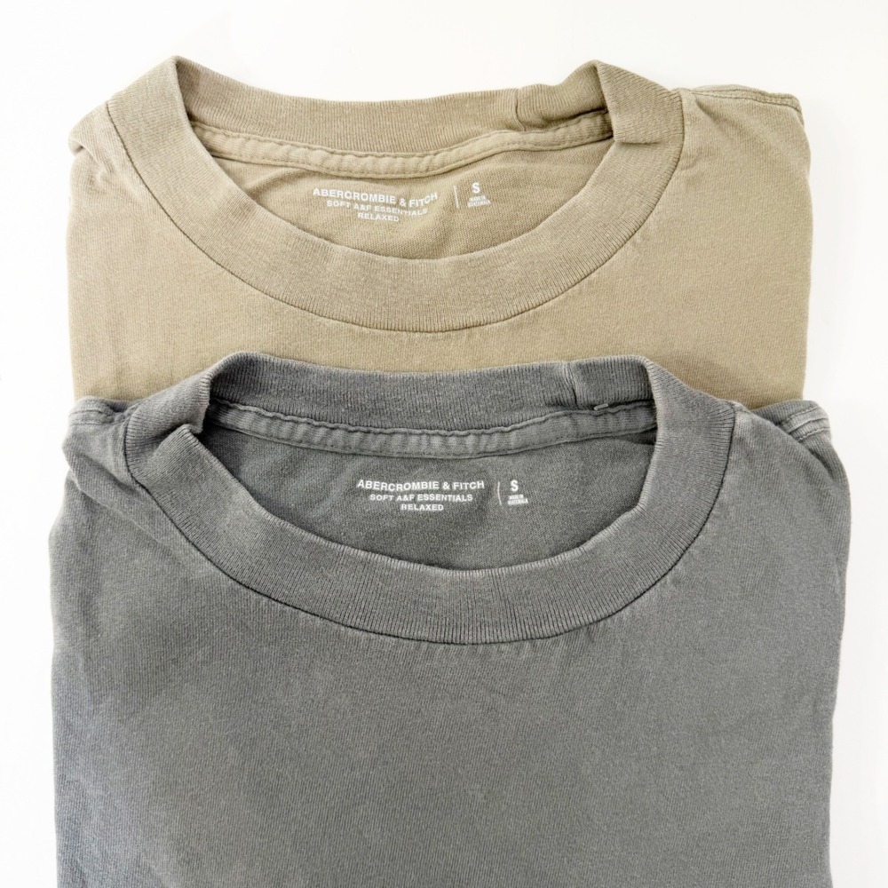 Abercrombie & Fitch T-Shirt Men Small Gray Tan Lot Soft A&F Essentials Relaxed